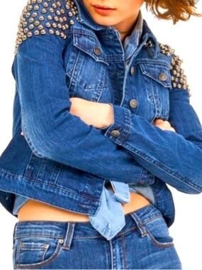 New M Studded Blue Denim Jacket By Blue Revival